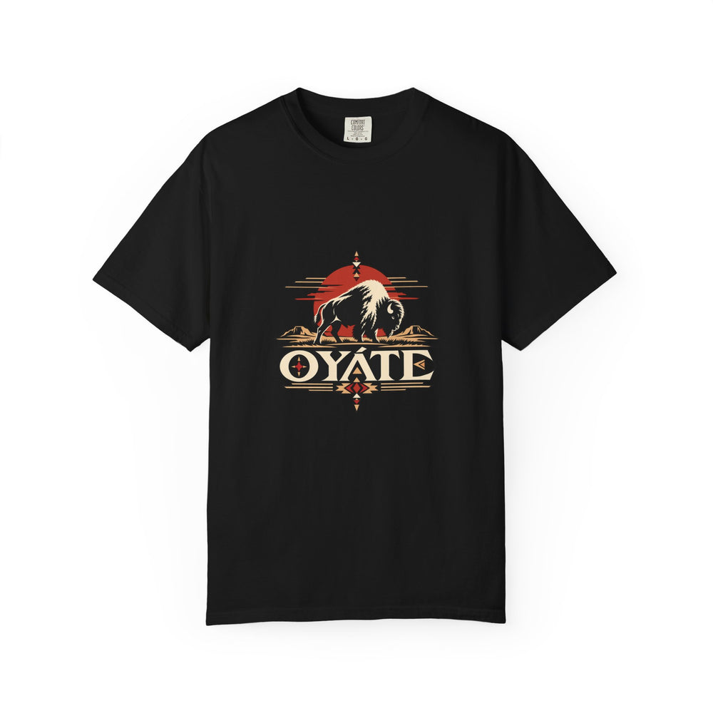 Black OYÁTE Dark Buffalo v2 premium tee, front view