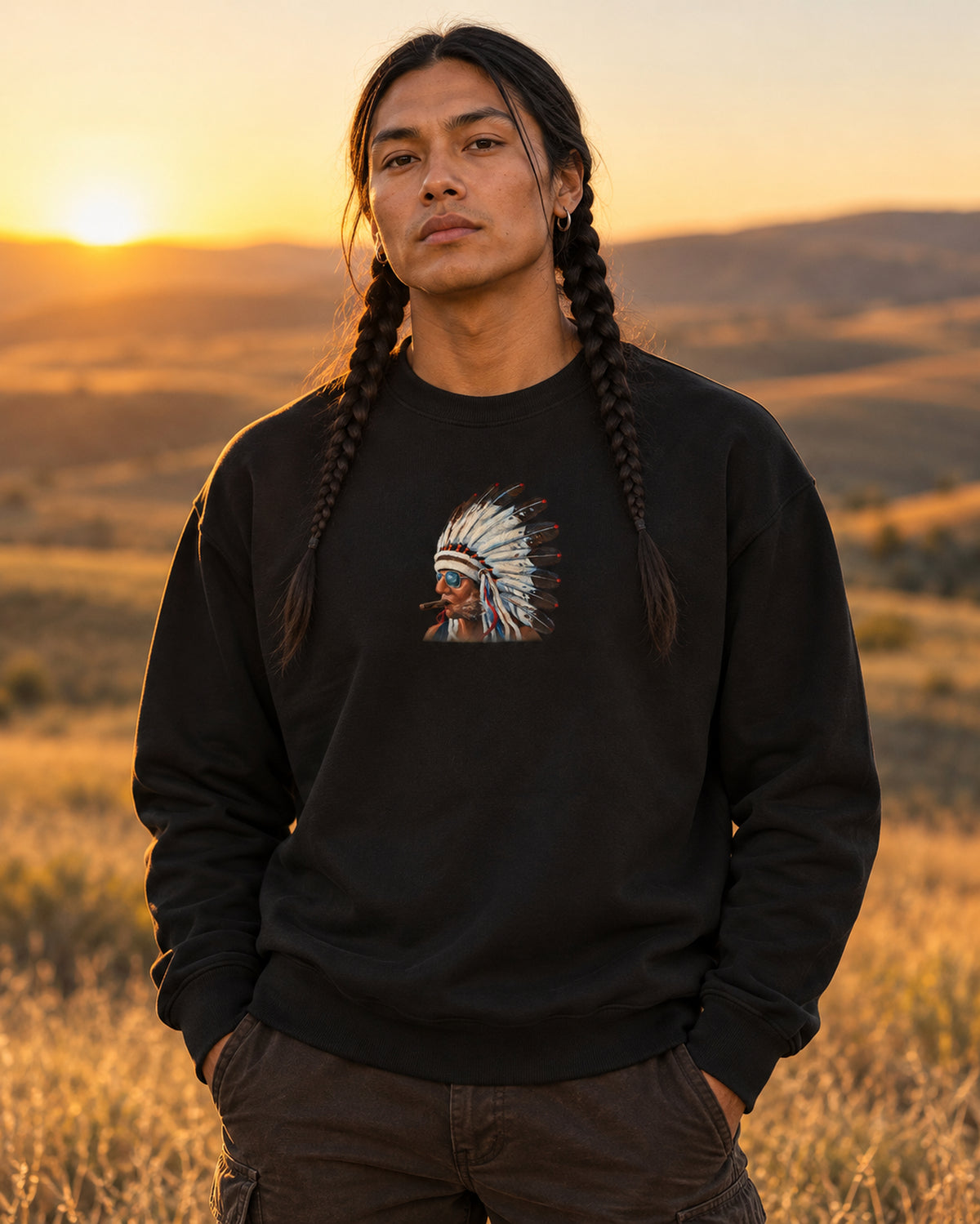 Smokin Indian - Gregory Azure — Crewneck Sweatshirt