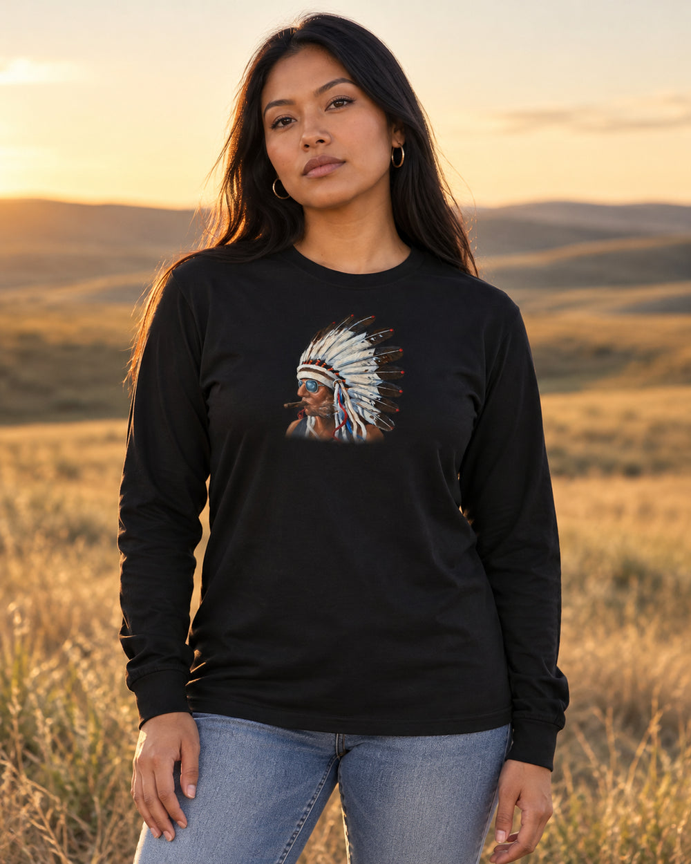 Smokin Indian - Gregory Azure — Long Sleeve Tee